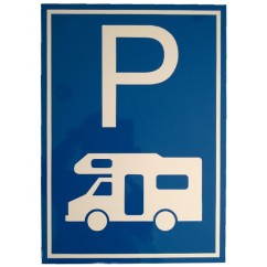 Pictogramplaat kampeerauto parkeerplaats 45x32cm Dibond