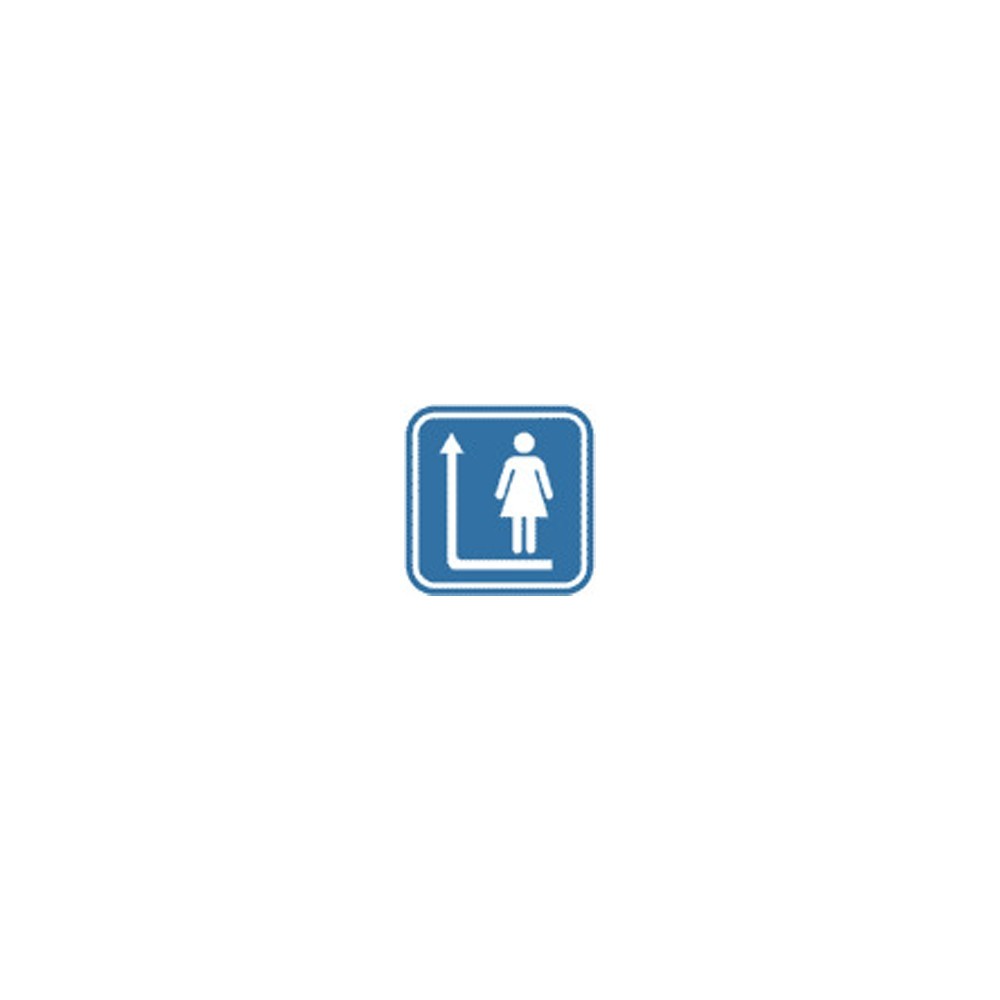 Pictogramsticker Vrouw+pijl, blauw/wit, 120x120mm