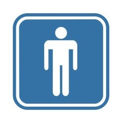 Pictogramsticker Man, blauw/wit, 120x120mm