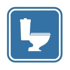 Pictogramsticker Toilet, blauw/wit, 120x120mm